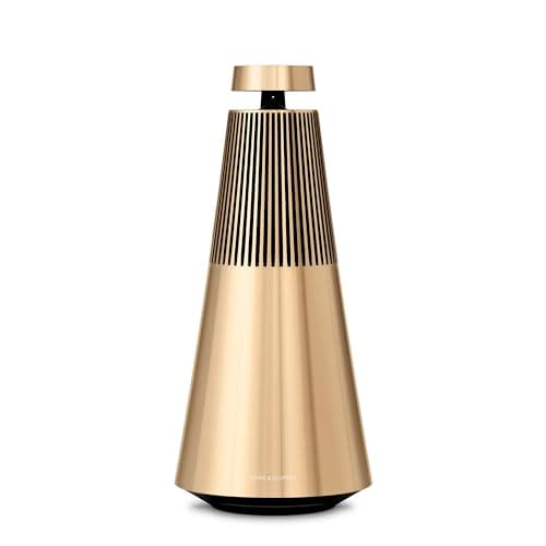 Image of Bang & Olufsen Beosound 2 (3rd Gen) - Elegant and Powerful WiFi Home Speaker with 360 Degree Room-filling Sound, Floorstanding or Bookshelf Speaker Crafted in High-grade Aluminium - Gold Tone