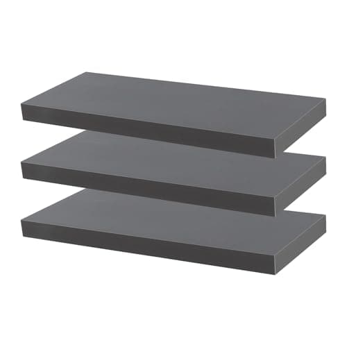 Image of Harbour Housewares Modern Floating Wall Shelves - 60cm - Grey - Pack of 3 - Photo Gallery Bookshelf Wall Shelf for Living Room Display, Bedroom, Office Storage