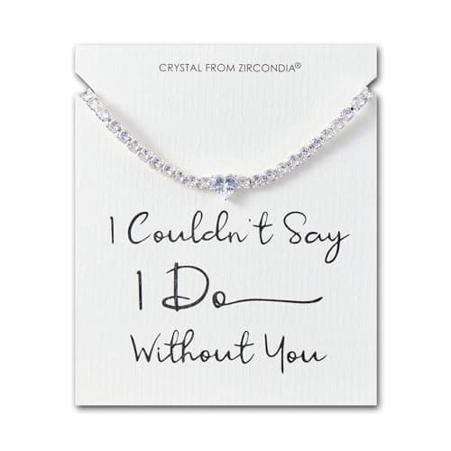 Image of Philip Jones Silver Plated I Couldn't Say I Do Without You Heart Solitaire Bridal Bracelet with Zircondia® Crystals