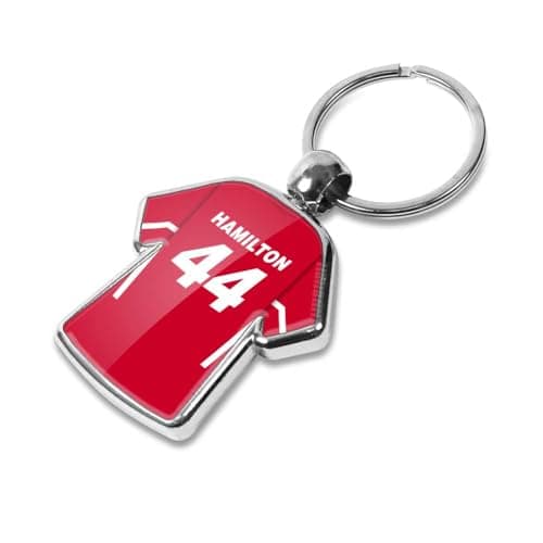 Image of Graphics 'n' Tees Lewis Hamilton Ferr Merchandise Formula1 F1 keyring 2025 t shirt 44, double sided key ring keychain featuring front and rear design