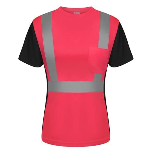 Image of Graunton Reflective Short Sleeves for Women, Safety Shirts for Landscaping, Shipyards, Trucking, High Visibility Shirts for Workers, Security Personnel, (NK1-Pink,M)
