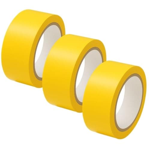 Image of GTSE 50mm x 33m, Yellow, PVC Vinyl Floor Tape, 3 Rolls, Safety Marking Tape, 0.15mm Thick, Suitable for Dance Floors, Gyms, Warehouse, Sports Industry