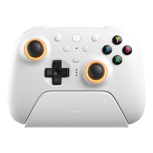 Image of 8Bitdo Ultimate 2 Wireless Controller for Windows & Android, Gaming Controller with TMR Joysticks, Switchable Hall Effect/Tactile Triggers, Motion Control, RGB Fire Ring, 8Speed Wireless Tech, White