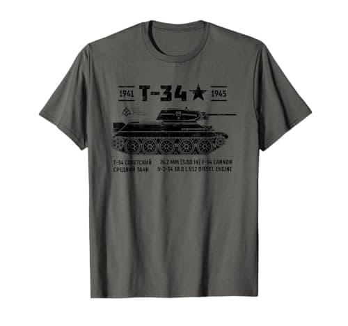 Image of T-34 Soviet Russian Light Tank, Armored Vehicle, Simple T-Shirt