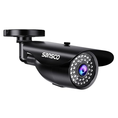 Image of SANSCO 1080P Wired CCTV Security Camera Outdoor Indoor, Full Metal Housing (No Plastic), Add-on Bullet Camera for Home Analog DVR System, 100ft Clear Night Vision, IP67 Waterproof, Wide Angel, 6699