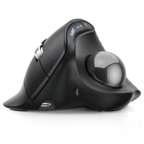 Image of Nulea M514 Vertical Trackball Mouse, Ergonomic Wireless Thumb-Control Mouse with Quiet Clicks, Ultra-Fast Scrolling, 3 Device Connection (Bluetooth & USB Receiver), Rechargeable for PC/Mac/Laptop