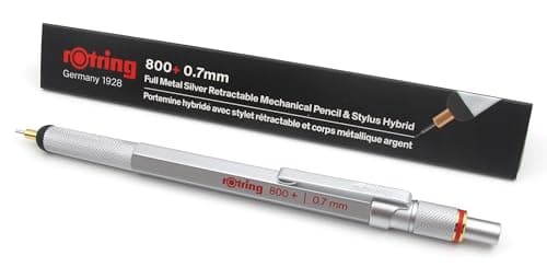 Image of Rotring 800+ Mechanical Pencil With Touchscreen Stylus - 0.7mm - Unique Twist & Click Action - Silver Metal Barrel - Gift Boxed