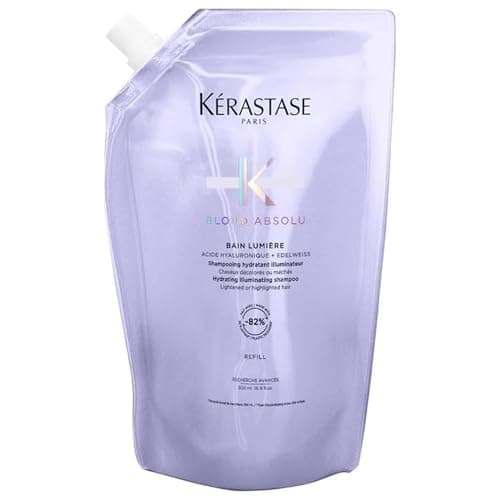 Image of Kérastase Blond Absolu, Hydrating Illuminating Shampoo, For Lightened, Highlighted and Grey Hair, With Hyaluronic Acid & Edelweiss Flower, Bain Lumiere, 500ml Refill