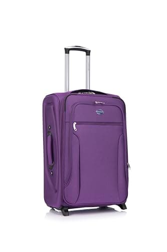 Image of Aerostar Medium 26” Lightweight Softshell Expandable Suitcase, Check in Luggage 2 Corner Wheels with Integrated Combination Lock for 15 to 20kg (Purple Haze, 77 litres)