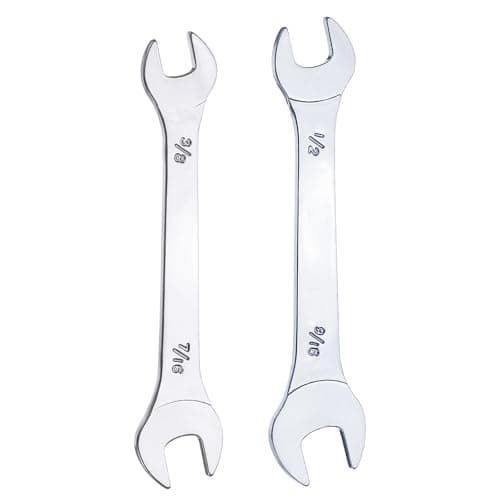 Image of sourcing map 2pcs Double Open End Thin Wrench Set 3/8" 7/16" 1/2" 9/16" SAE Super Thin Small Flat Head Wrench Mirror Polished Open Ended Spanner for Automotive Repair Furniture Assembly