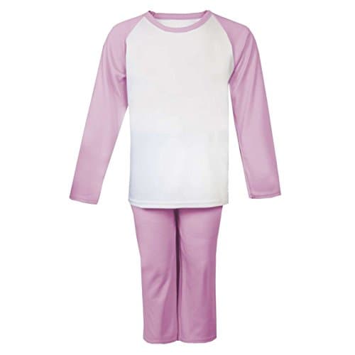 Image of Pink & White Blank Pyjamas for Embroidery - Vinyl - HTV - DTG - Boy - Girl - Unisex - Various Sizes - Cotton (as8, age, 6_months, 12_months)