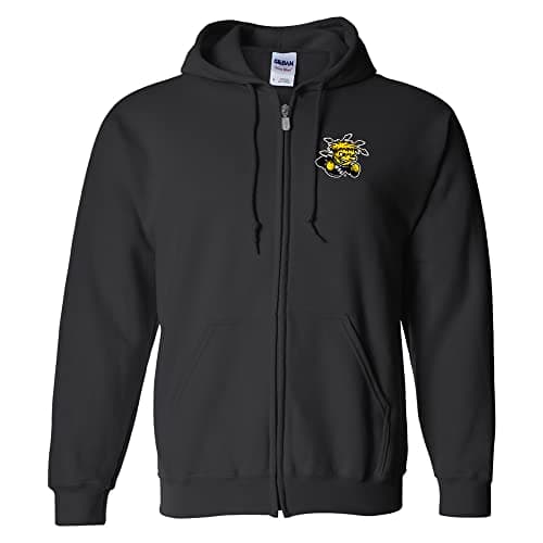 Image of NCAA Primary Logo, Team Color Full Zip Hoodie, College, University - Black - XL