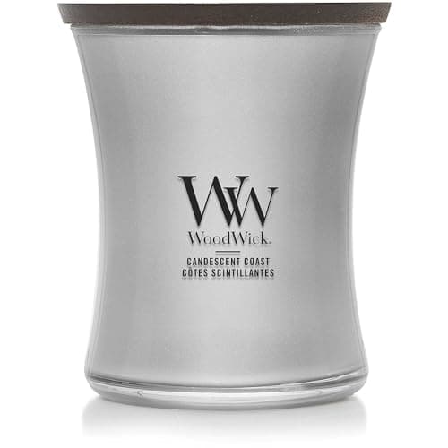 Image of WoodWick Scented Candle with Crackling Wick | Candescent Coast Medium Hourglass Candle | Long Burning Candles: Up to 60 Hours | Perfect Gifts for Women