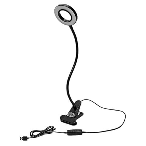 Image of WeFoonLo Dimmable 5W LED USB Plug Clip On Light Flexible Gooseneck Reading Lamp for Laptop, Book,Piano,Bed Headboard,Desk, 3 Lighting Colors, 10 Brightness Levels (Black)