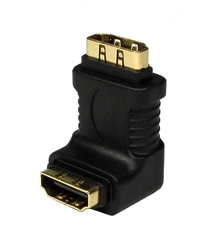 Image of rhinocables HDMI Gold Right Angled Adaptor 90° Female to Female Socket to Socket Coupler Joiner Extender