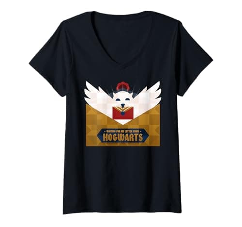 Image of Women's Waiting for My Letter from Hogwarts Fantasy Owl V-Neck T-Shirt