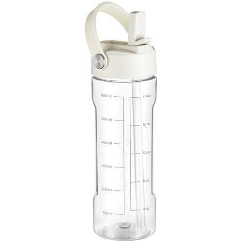 Image of GOPPUS 600ml/20oz Clear Water Bottle with Straw Tritan Leakproof Drinking Bottle with Wide Mouth BPA-Free Sport Bottles with Handle Toxin Free Bottles with Measure Gym Cup for Men Women Teen