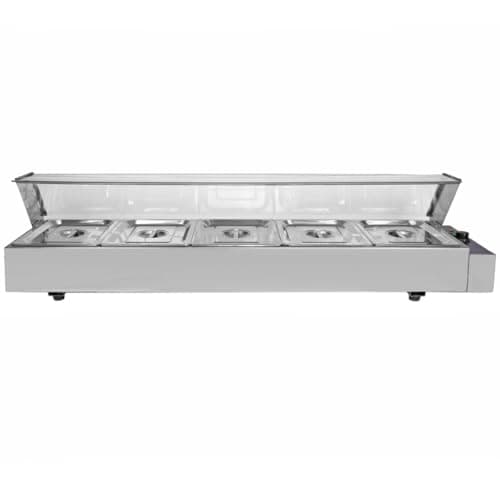 Image of KuKoo Wet Well Catering Bain Marie Food Warmer Display / 5 Pan / 1/2 GN, 1.5kW, Stainless Steel