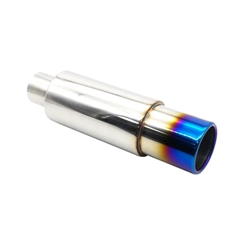 Image of Krtopo Exhaust Muffler Silencer 2.5 Inch(63MM) Inlet Stainless Steel Car Turbo Sound Exhaust Back Box Muffler Pipe Adjustable Removable Turbo Delete(Blue Titanium Burnt Tip)