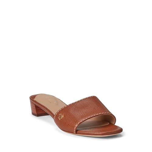 Image of Lauren Ralph Lauren Women's Fay Tumbled Leather Sandals, Deep Saddle Tan, 6 UK