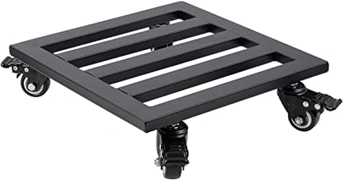 Image of 30cm Metal Plant Pot Stand Feet, Heavy Duty Square Garden Planter Trolley with Rolling Wheels for Indoor Outdoor Large Flower Pots Mover with Rack on Rollers Dolly Tray Coaster, Black (black 1)