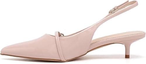Image of Elegant Women’s Pointed Toe Sling Back Kitten Heel Sandals Perfect Wedding & Party Pumps Stylish Footwear (Size 3-8 UK) (Nude Patent, UK Footwear Size System, Adult, Women, Numeric, Medium, 6)