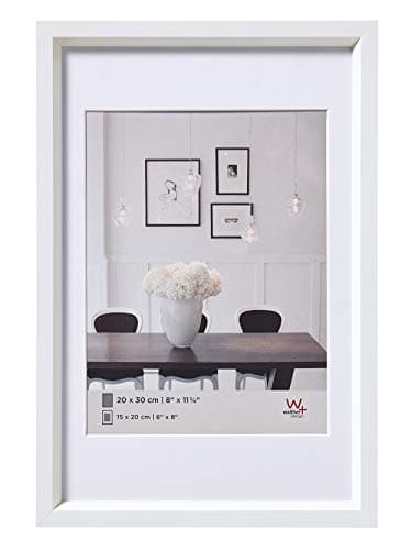 Image of walther design Picture Frame White 15 x 20 cm with PassepArtout, Steel Style Plastic Frame ES520W