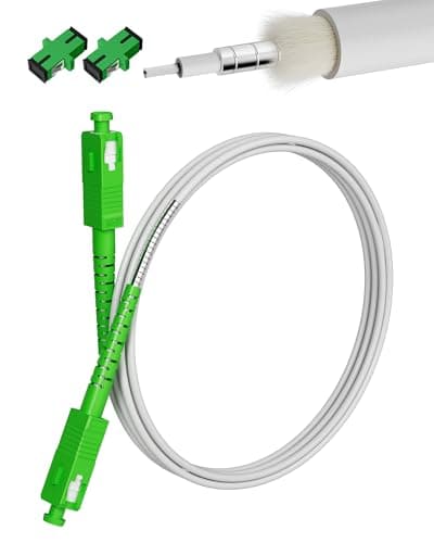 Image of VANDESAIL 10m(30ft) SC/APC to SC/APC Fiber Optic Internet Cable, Armored Single Mode Simplex OS2 Patch Cable, 9/125μm LSZH for FTTH & SFP, Length Option: 3m-20m, White, OD-3.0mm