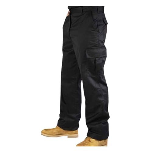 Image of Roadmaster Men's Work Trousers - Durable Cargo Pants for Men | Combat Builders Trousers with Multi Pockets - Heavy Duty Mens Workwear, Black, 38 - Regular