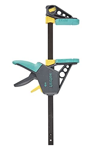 Image of wolfcraft PRO L One-Hand Bar Clamp 300 mm - Quick-Release Clamp for Woodworking, Furniture Construction - Hardened Steel Rail, 100 mm Jaw Clearance - 3031000