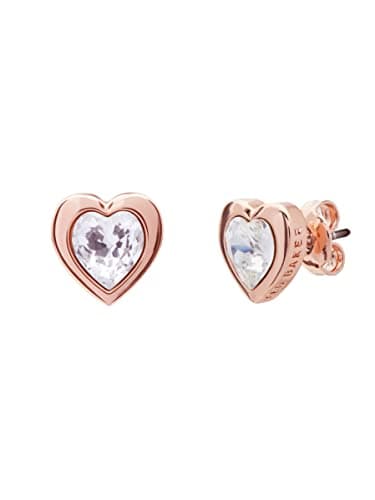Image of Ted Baker Han Crystal Heart Stud Earrings For Women (Rose Gold/Crystal)