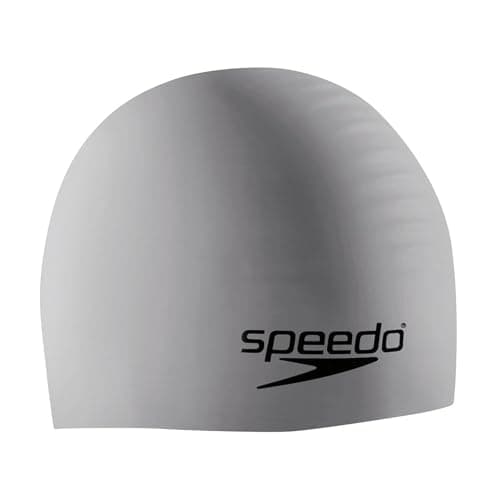 Image of Speedo Unisex Silicone Swim Cap, Silver, One Size UK