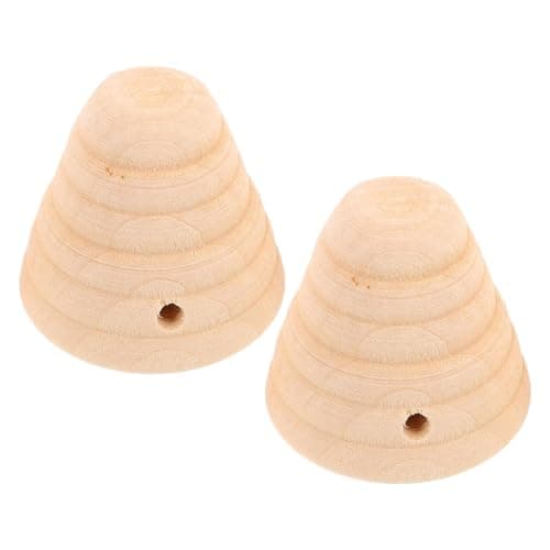 Image of Abaodam 2pcs Wooden Beehive Decorative Figurines in Beige Colour DIY Assembly and Versatile Placement, Honeycomb Shaped Wooden Home Décor Accents for Party and Home Decoration