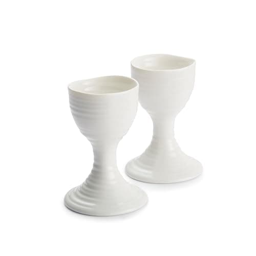 Image of Portmeirion x Sophie Conran Set of 2 Egg Cups - White Porcelain, Microwave, Dishwasher & Oven Safe, Presented in a Giftable Box, Suitable for Breakfast or Gifting