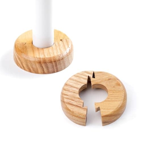 Image of Besto Wooden Radiator Pipe Collars | Oak Radiator Cover for 15mm Pipes | Pack of 2 Easy Split Pipe Collars