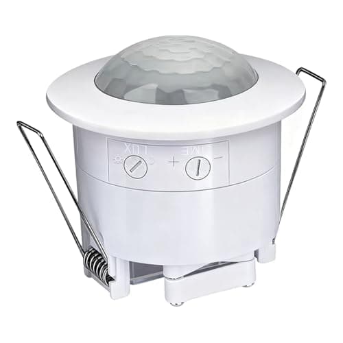 Image of 360° PIR Ceiling Sensor, Recessed Occupancy Sensor Motion Indoor Flush Mounted, Infrared Detector, 6m Detection Range, Max 1200W for Incandescent 300W for LED, IP20 3-Wire, White, for Home and Office