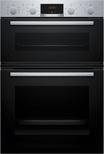 Image of Bosch, Series 4, MBA533BS3B, 60cm Built-in Double Oven with 3D Hotair, EcoClean Direct, LED-display control and Pop-out knobs in Stainless steel