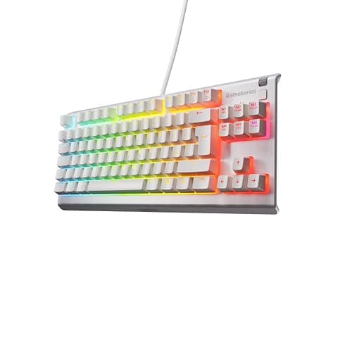 Image of SteelSeries Apex 3 TKL - Gaming Keyboard - Tenkeyless Compact Form Factor - Silent Gaming Keyboard - 8-Zone RGB Illumination - IP32 Water & Dust Resistant - English QWERTY Layout, White