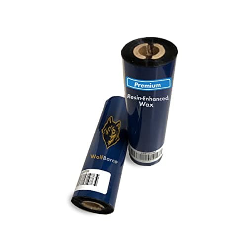 Image of 1 Rolls Wolfbarco 4.33" x 243' (110m x 74m) Black Premium Resin-Enhanced Wax Thermal Transfer Ribbon Compatible with Zebra Printers