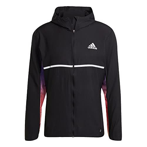 Image of adidas Own The Run Color-Block Jacket Black/Purple Rush/Pulse Lime/Acid Red SM