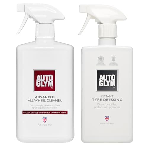 Image of Autoglym Advanced All Wheel Cleaner,1L – Colour Change Technology Reacts With Brake Dust,pH Neutral Car Wheel Cleaner Spray + Autoglym Instant Tyre Dressing, 500ml - Spray-on Tyre Care Solution