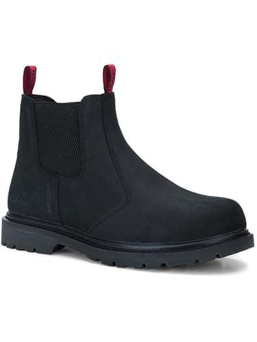Image of Hoggs of Fife Zeus Safety boot Chelsea/Dealer - Leather work boots, Welted Construction, steel midsole 200 joules steel toe cap antislip, antistatic (Black - EU 42/8 UK)