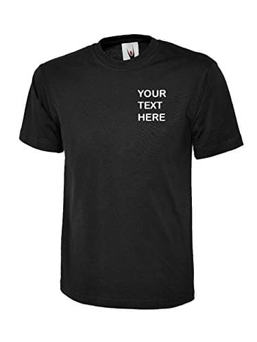 Image of Uneek clothing Embroidered/Personalised 100% Cotton Black Premium T-Shirt, Mens/Ladies (S (38-40))