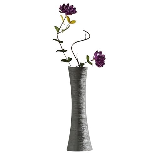 Image of 20cm Ceramic Bud Vase Small Narrow Neck Taper Vase Decorative Floral Vases for Single Stem Flowers Home Decor Wedding Centerpieces Office Desk (Grey)