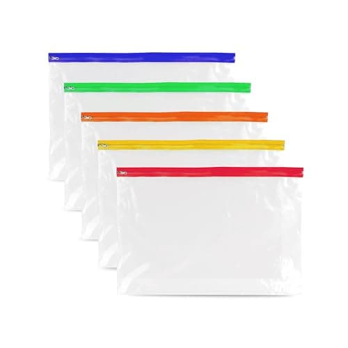 Image of 25 A4 Plus Zip Pouch Document Wallet - Assorted Color, Stylish File Storage Zip Bag - Waterproof, Ziplock Document Holder