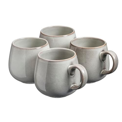 Image of Cooks Professional Set of 4 Mugs Nordic Stoneware Mugs 350ml with Reactive Glaze Finish | Large Modern Stylish Ceramic Tea, Coffee, Hot Chocolate, Hot Drink Cups | Dishwasher & Microwave Safe | Grey