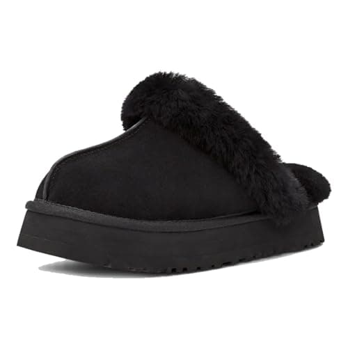 Image of Fallzor Platform Slippers for Women Faux Suede Slip On Round Toe Ladies Slippers Fluffy Warm Winter Comfortable Soft Lining Mule Slippers Gifts for Women