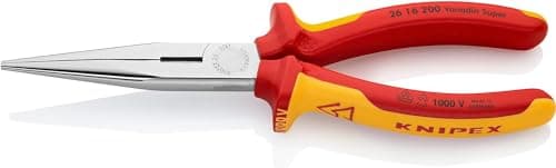 Image of KNIPEX Snipe Nose Side Cutting Pliers (Stork Beak Pliers) Self-Service Card Chrome-Plated Insulated with Multi-Component Grips, 26 16 200 SB