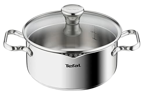 Image of Tefal Duetto A70542 cooking pot 20 cm, Qualitative 18/10 stainless steel, graduated, pouring lid, Suitable for all heat sources, including induction