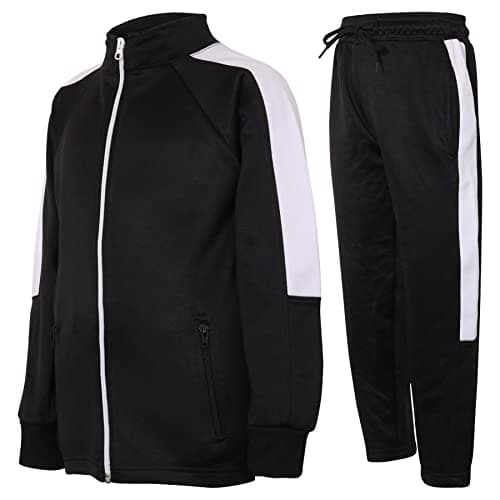 Image of A2Z 4 Kids Girls Boys Tracksuit Red Contrast Panelled - T.S Plain 112 Black White 7-8